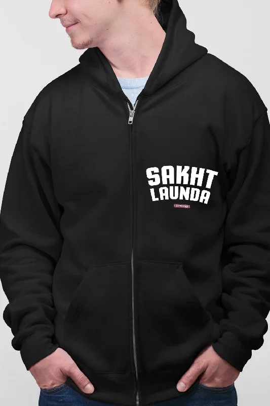 Steal Deal Sakht Launda - Full Zip Premium Hoodies Black No Threads