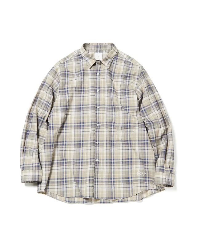 Weekend Savings Fiesta LINEN CHECK LOGO BAGGY SHIRT