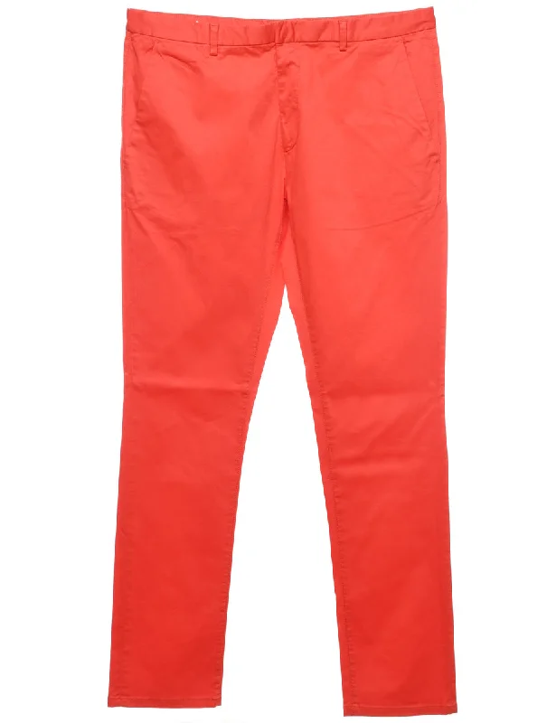 Weekend Deals That Please Red Classic Straight-Fit Trousers - W34 L32