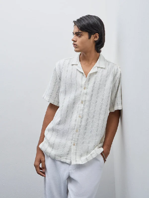 Flash Deal ETA Off-White Stripe Printed Relaxed-Fit Shirt