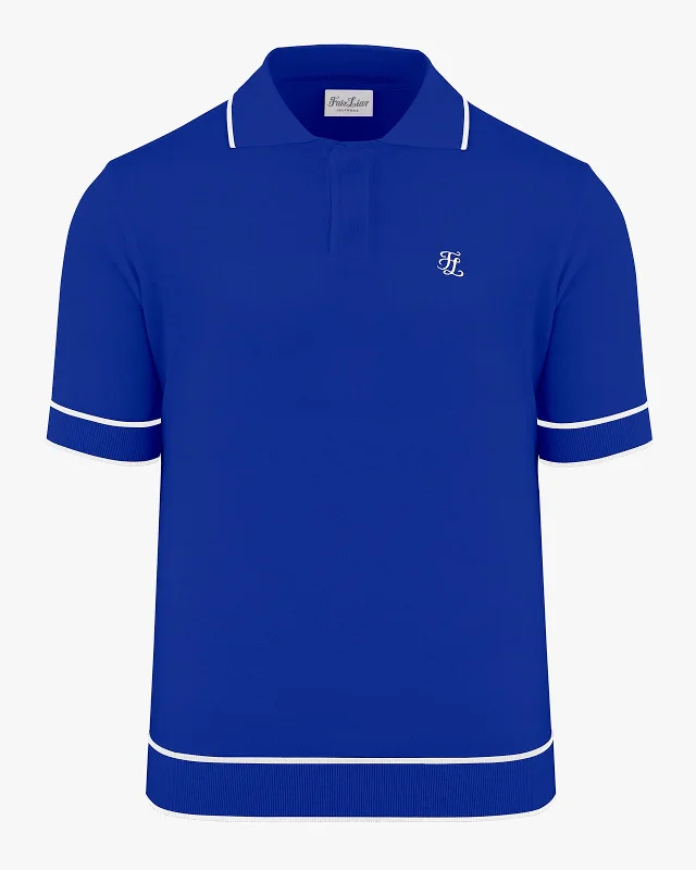 Weekend Shopping Bliss Men's contrast line short sleeve knit top - Blue