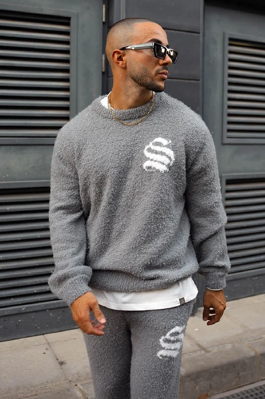 Emblem Knitted Sweater - Grey