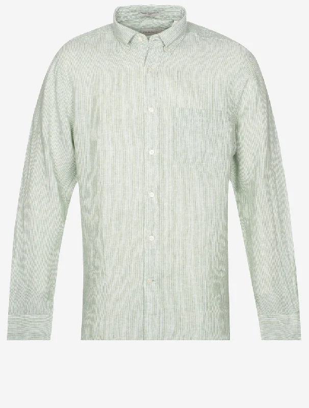 Weekend Savings Bonanza Regular Linen Stripe Shirt Kalamata Green