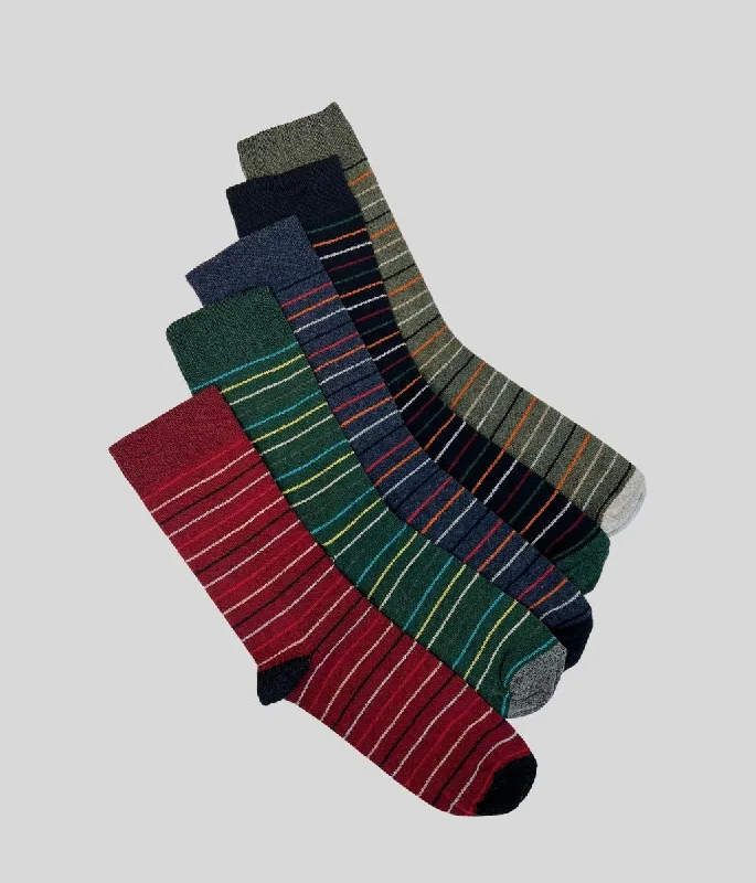 Weekend Offers You Can't Ignore Striped Mens 5 Pack Cotton Rich Socks