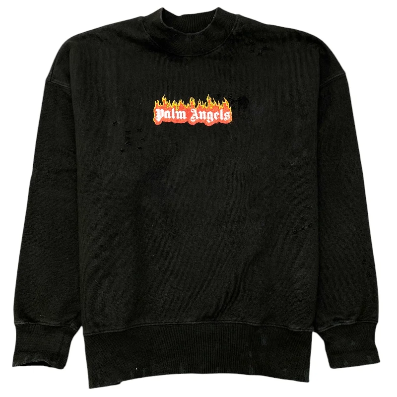 Weekend Discounts to Relish Men's Burning Logo Print Jumper Black Size XS