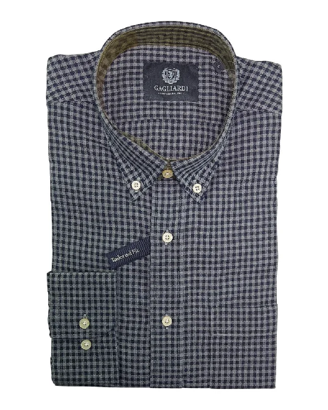 Gingham Check Navy & Grey Shirt