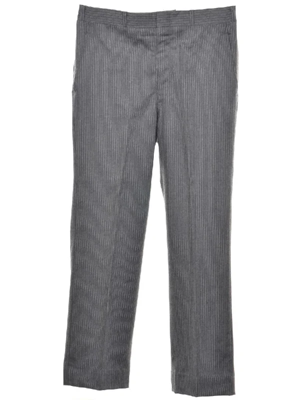 Weekend Price Cuts Galore Pinstriped Grey Trousers - W35 L30