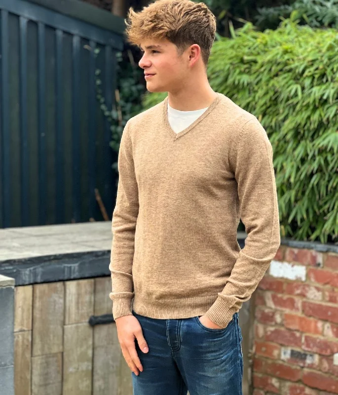 Weekend Savings Bonanza Stone Men's Wool Rich V Neck Jumper
