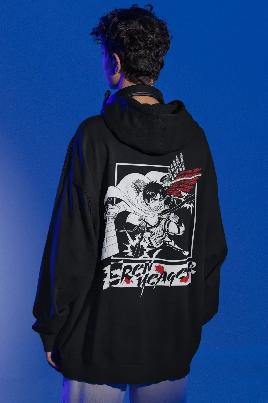 Weekend Deals That Spark Eren Yeager- Attack of Titan (Double Sided Print): WINTER HOODIES