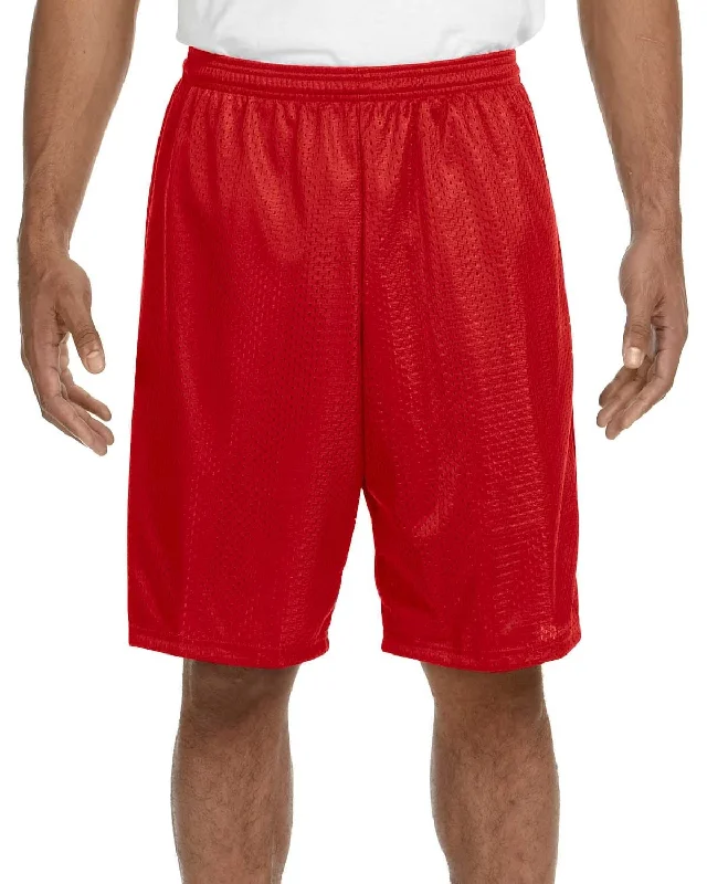 A4 Adult Nine Inch Inseam Mesh Shorts | Scarlet