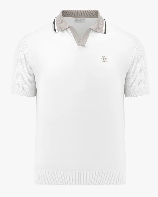 Weekend Discounts Worth Grabbing Men's Open Collar Short Sleeve Knit - White