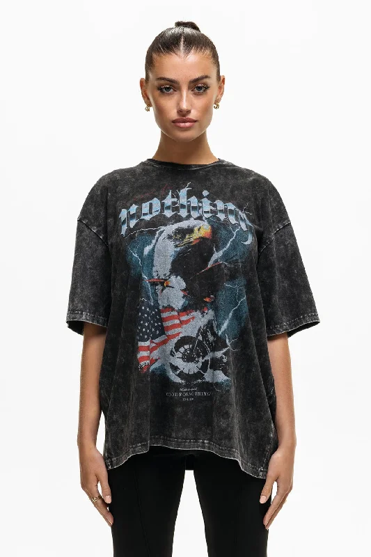 Oversized Eagle Acid Wash T-shirt