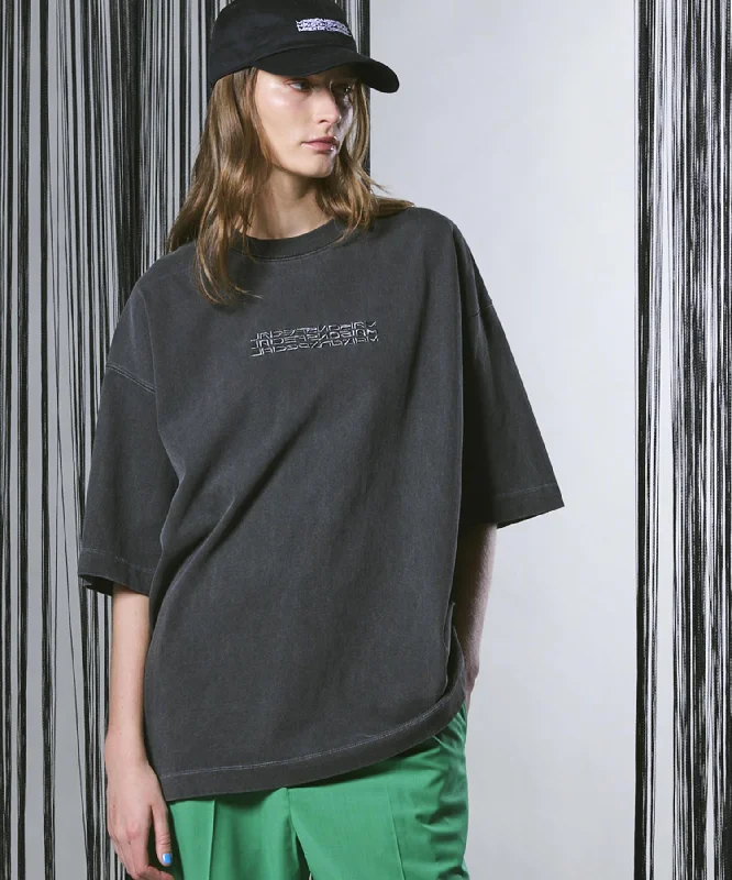 Logo Embroidery Prime-Over Pigment Crew Neck T-Shirt