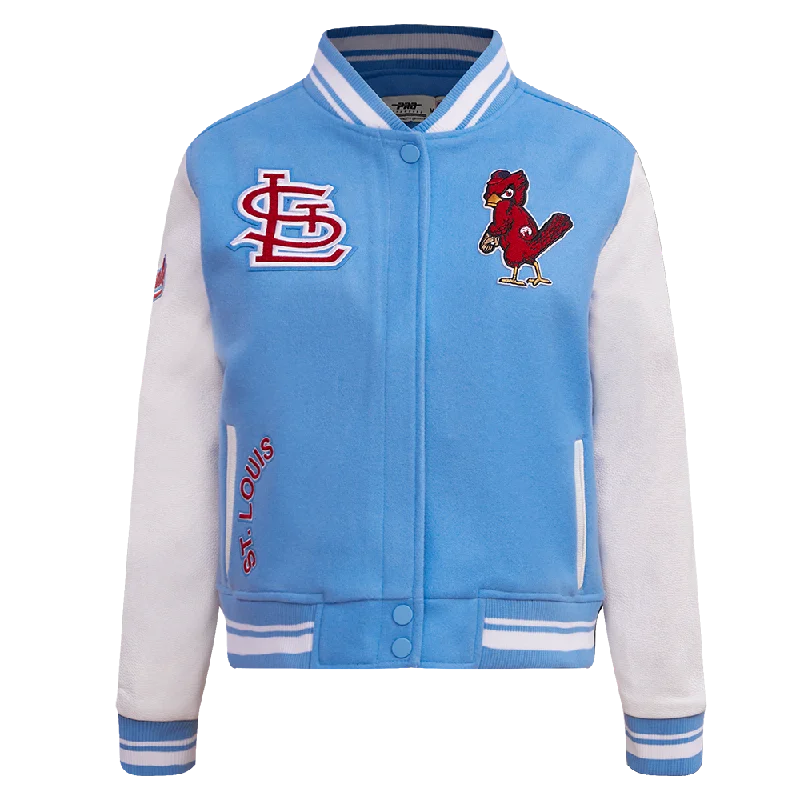 Lowest Price MLB ST. LOUIS CARDINALS RETRO CLASSIC WOMEN'S RIB WOOL VARSITY JACKET (UNIVERSITY BLUE/WHITE) Lowest Price MLB ST. LOUIS CARDINALS RETRO CLASSIC WOMEN'S RIB WOOL VARSITY JACKET (UNIVERSITY BLUE/WHITE)