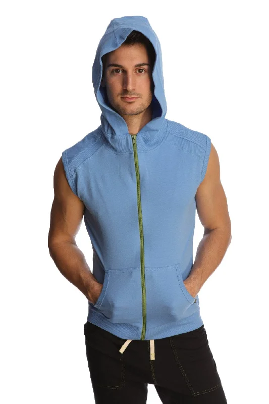 Take Action Sleeveless Yoga Hoodie (Ice Blue)