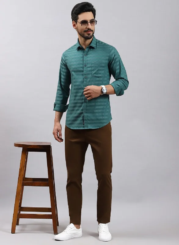 Men Green Printed Cotton Blend Shirt