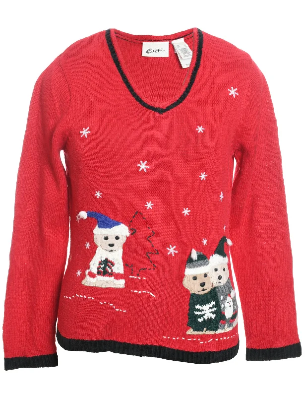 Weekend Bargains to Indulge In Red Dog Design Christmas Jumper - S