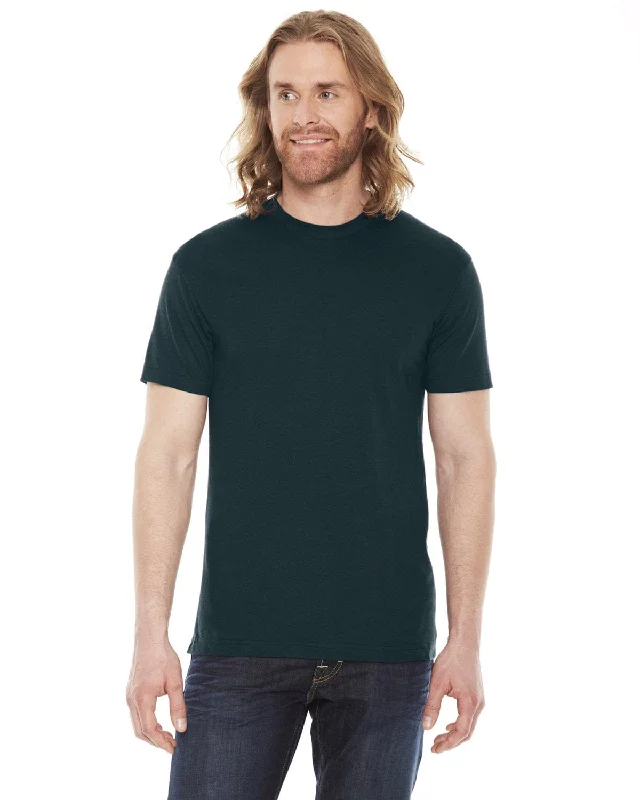 American Apparel Unisex Poly-Cotton Short Sleeve Crewneck | Black Aqua