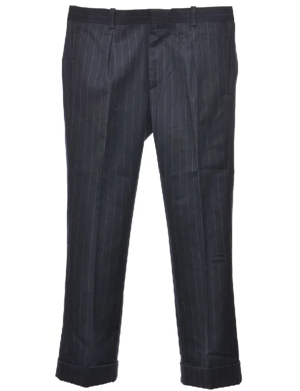 Weekend Savings Galore Pinstriped Navy Trousers - W36 L30