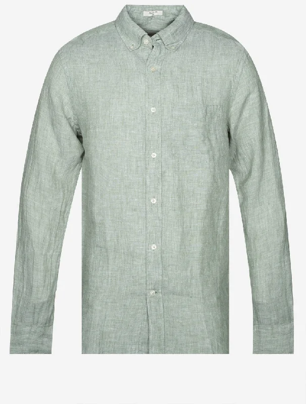 Now Available Regular Linen Shirt Kalamata Green