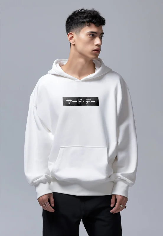 Take Action MOA72 Hoodies Premium ScubaLux Anti Kusut Waterproof "Katakana Inverted" Putih