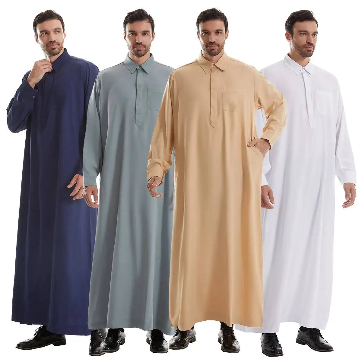 Stand Collar Emirati Kandura Men Jubba Thobe Thawb