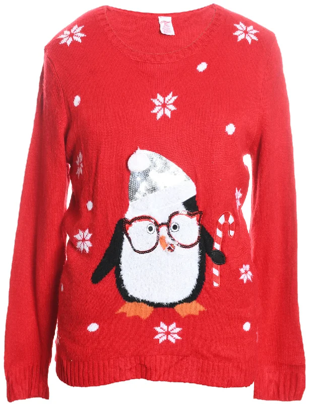 Hurry Up Penquin Christmas Jumper - L
