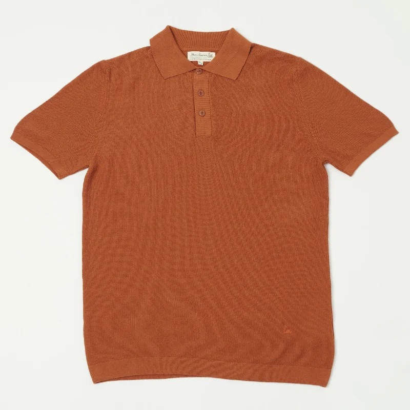 Weekend Deals to Make You Smile Merz b. Schwanen KPLP02 Plant Based Knitted Polo Shirt - Caramel