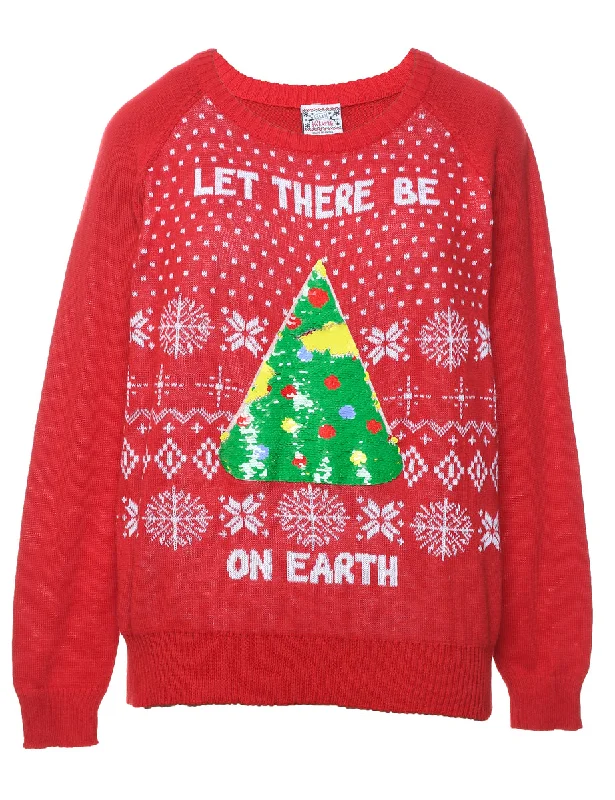 Celebrate the Weekend with Discounts Red Christmas Jumper - L