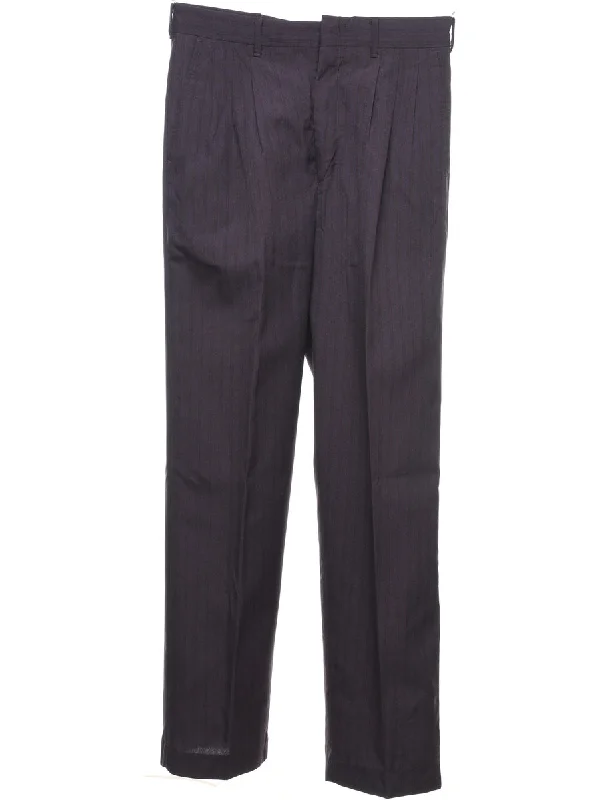 Discount Mania Plum Striped Straight-Fit Trousers - W30 L32