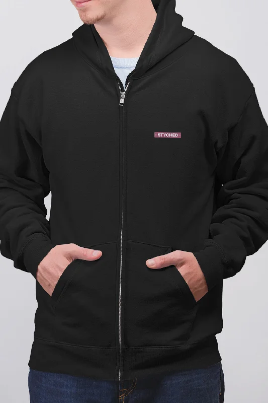 Time-Limited Offer Styched Plain - Full Zip Premium Hoodies Black No Threads