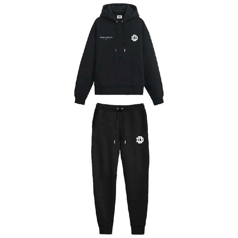 Weekend Offers You Can't Ignore DF defend Studios Co Fleece Black TrackSuit 13652