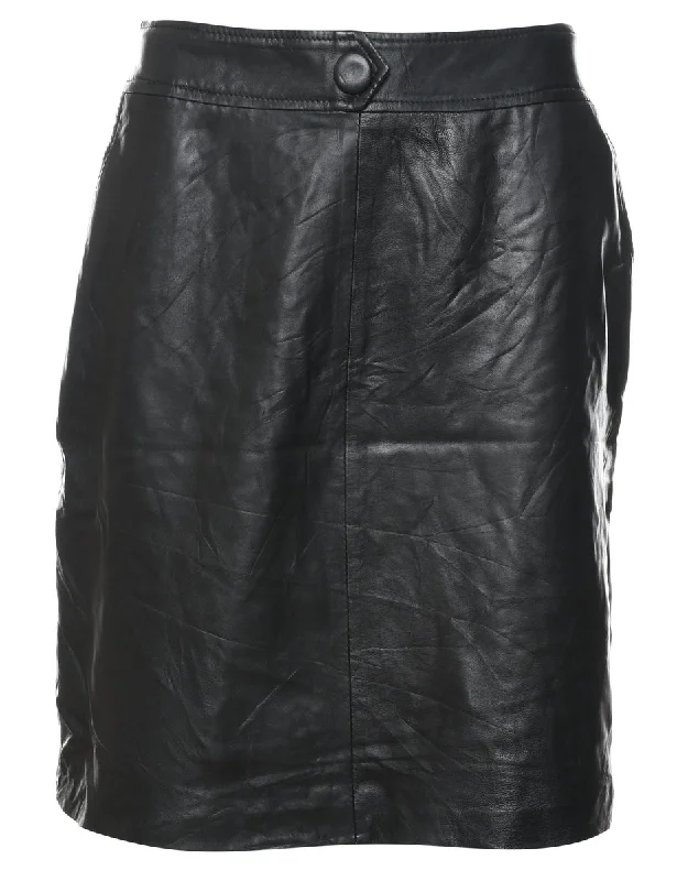 New Arrival Raffinalla Black Leather Skirt - S