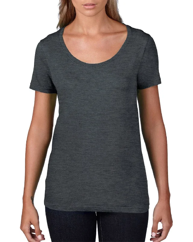 Anvil Ladies Sheer Scoop Neck T-Shirt | Heather Dk Grey