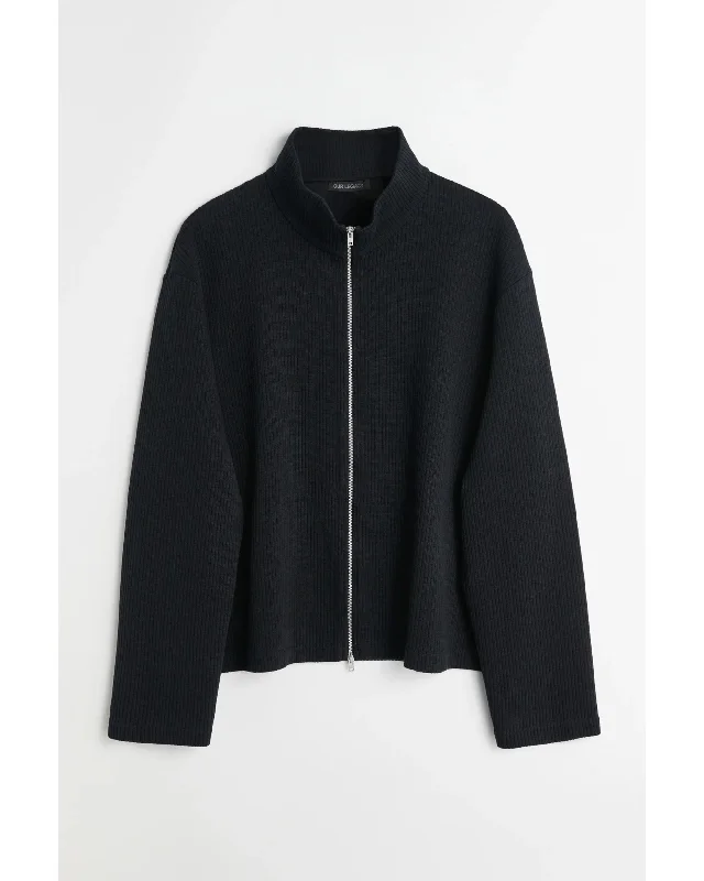 Quick Deals SHRUNKEN FULLZIP POLO  Black Rib