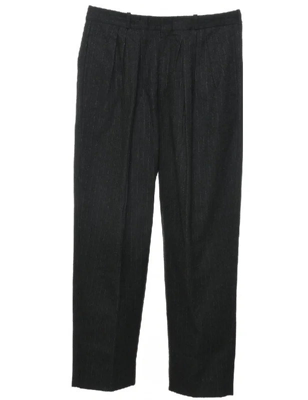 Your Weekend, Your Savings Pinstriped Black Trousers - W34 L30