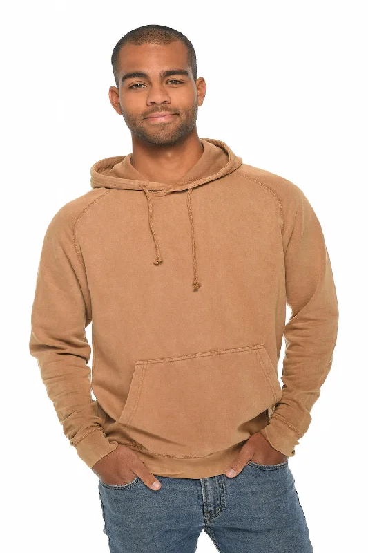 Your Weekend, Your Savings Lane Seven Mens Vintage Raglan Hooded Sweatshirt Hoodie w/ Pouch Pocket - Vintage Camel
