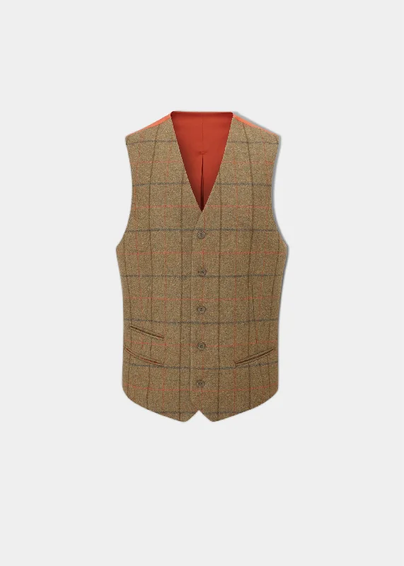 Early Access Combrook Men's Tweed Lined-Back Waistcoat In Thyme - Regular Fit
