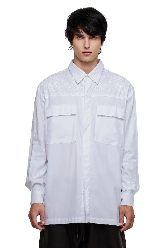 Time-Sensitive BANDANA COLLAR SHIRT IN WHITE