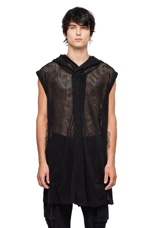 Midnight Sale MESH MONK HOODIE IN BLACK