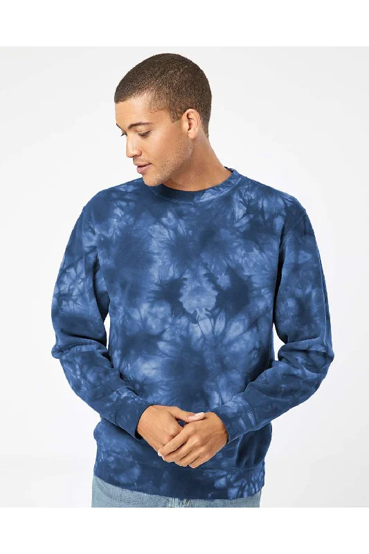 Weekend Offers That Amaze Independent Trading Co. Mens Tie-Dye Crewneck Sweatshirt - Navy Blue