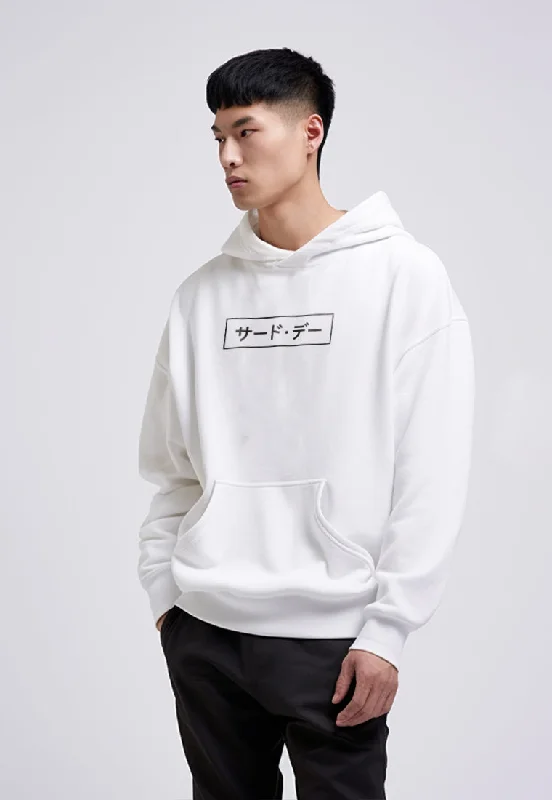 Hurry Up MOA64 Hoodies Premium ScubaLux Anti Kusut Waterproof "Katakana" Putih