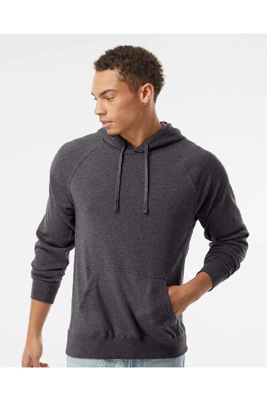 Independent Trading Co. Mens Special Blend Raglan Hooded Sweatshirt Hoodie w/ Pouch Pocket - Carbon Grey