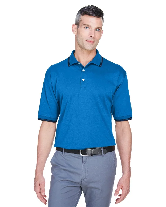 Devon & Jones Tipped Perfect Pima Polo Shirt | French Blue/ Nvy