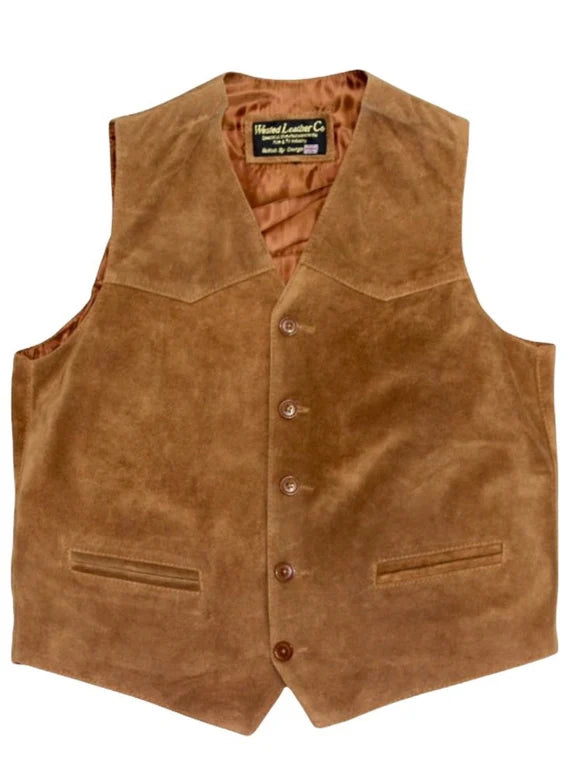 Mens Smart Casual Waistcoat in Tan Suede