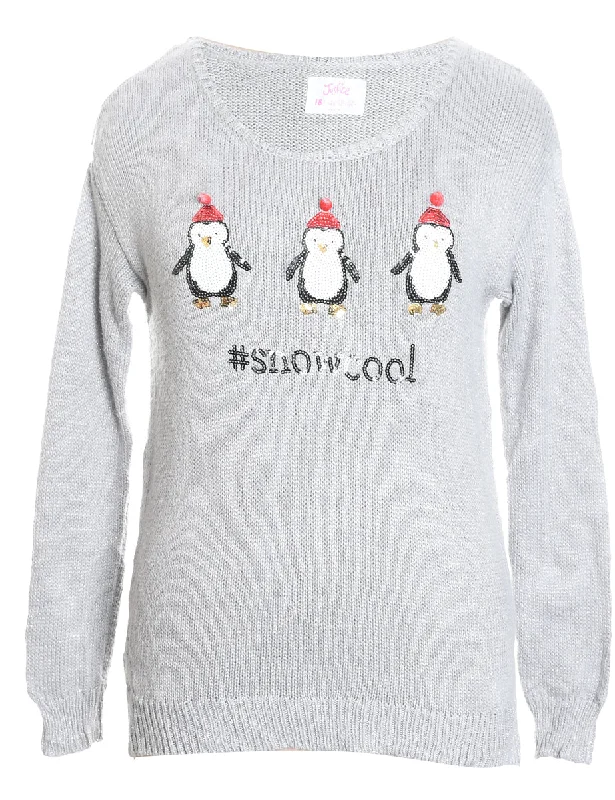 Instant Savings Penquin Christmas Jumper - M