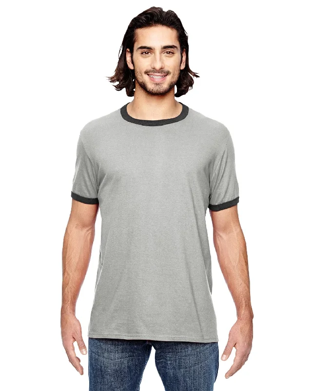 Crazy Savings Anvil Lightweight Ringer T-Shirt | H Gr/ Tr H Dk Gr