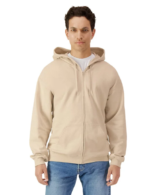 Gildan Softstyle Fleece Full-Zip Hooded Sweatshirt | Sand