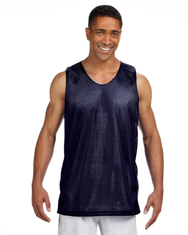 A4 Men's Reversible Mesh Tank | Navy/ White