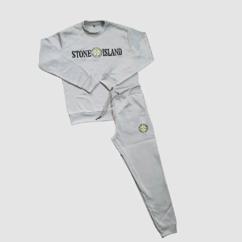 Sale Event Stone Island Embroided Compass Logo Grey Fleece TrackSuit 13255